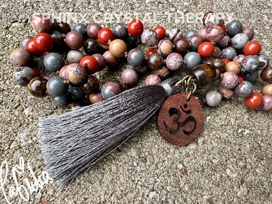 Earth Energy Mala - Grounding Necklace - IMPERFECT STONES " The Earthbind Totem " Protection - DISCOUNTED - Real Crystal Healing Gemstones