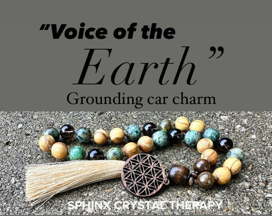 Grounding Car Charm - Spiritual Growth " Voice Of The Earth " Crystal Healing REAL Quality Gemstones  Palo Santo - Rear View Mirror Ornament