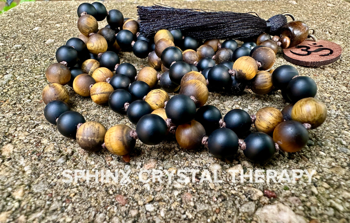 Protection & Anxiety Support Mala "Battle Ropes" Strength and Courage - Real Crystal Healing Gemstones - 108 Stone Mantra Mediation Necklace