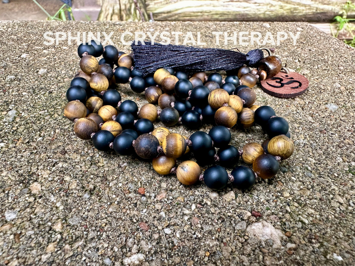 Protection & Anxiety Support Mala "Battle Ropes" Strength and Courage - Real Crystal Healing Gemstones - 108 Stone Mantra Mediation Necklace
