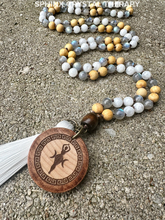 Divine Feminine Mala Necklace " The Goddess of Magic " Gifted Abilities - Higher Consciousness - Mantra Meditation - Crystal Healing Stones