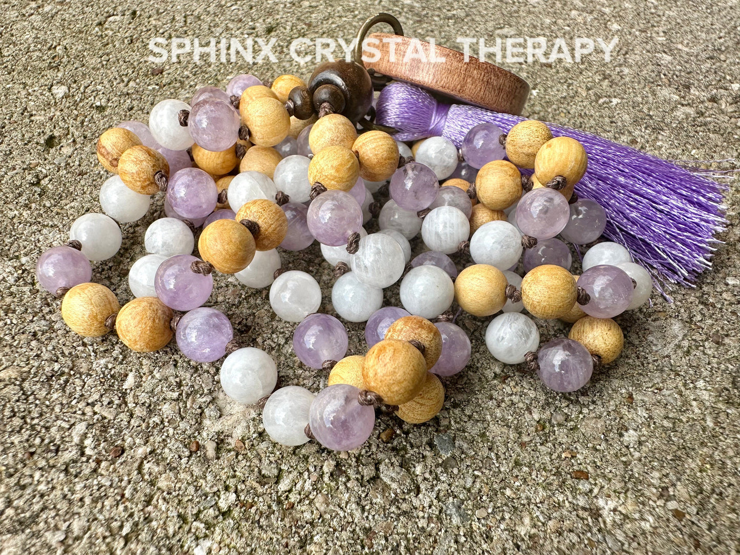 High Vibration Mala Necklace " The Goddess of the Violet Flame " Higher Consciousness - Mantra Meditation - AAA Crystal Healing Gemstones