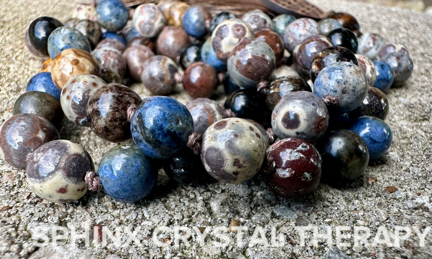Intuition & Gifted Abilities Mala - IMPERFECT STONES " The Spirit Walkers Totem " Dumortierite - Phlogopite - DISCOUNTED Crystal Necklace