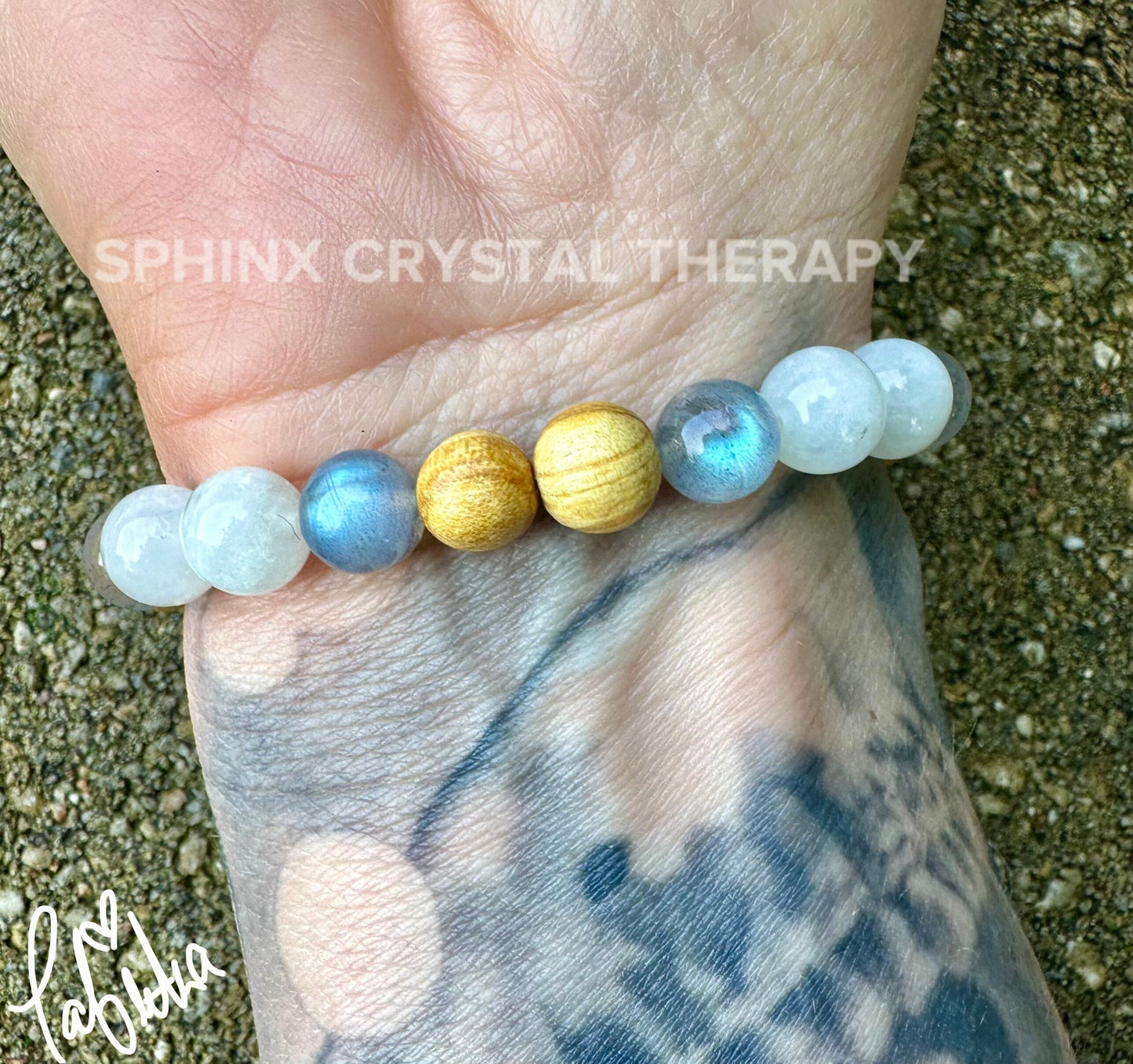 Gifted Abilities " Goddess of Magic " Psychic Clairvoyance - Divine Feminine - Moonstone Labradorite Palo Santo Gemstone Crystal Bracelet