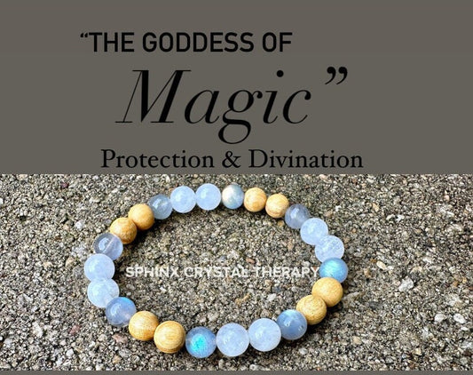Gifted Abilities " Goddess of Magic " Psychic Clairvoyance - Divine Feminine - Moonstone Labradorite Palo Santo Gemstone Crystal Bracelet