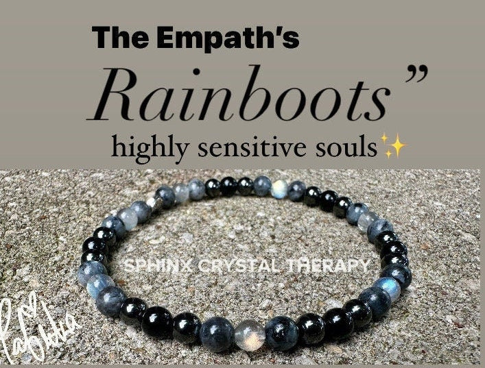Empath Protection Anklet - Absorb Negativity " The Empath's Rainboots " - Empathy Aura Shield - Black Tourmaline Gemstone Crystal Healing