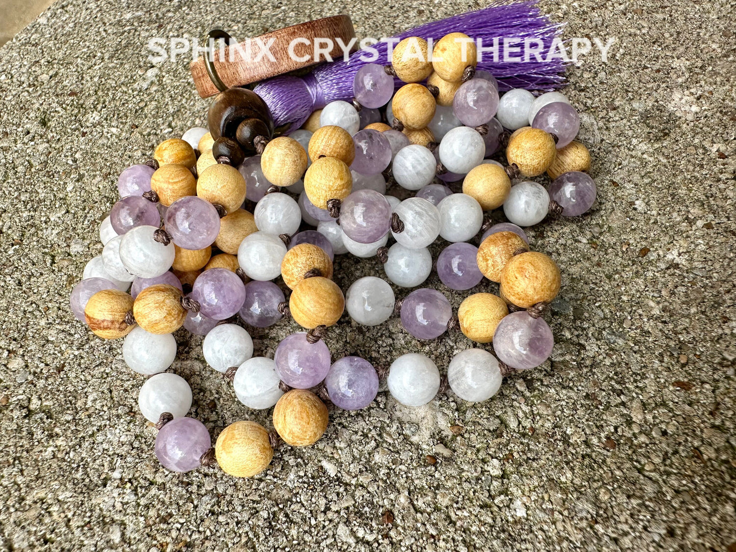 High Vibration Mala Necklace " The Goddess of the Violet Flame " Higher Consciousness - Mantra Meditation - AAA Crystal Healing Gemstones