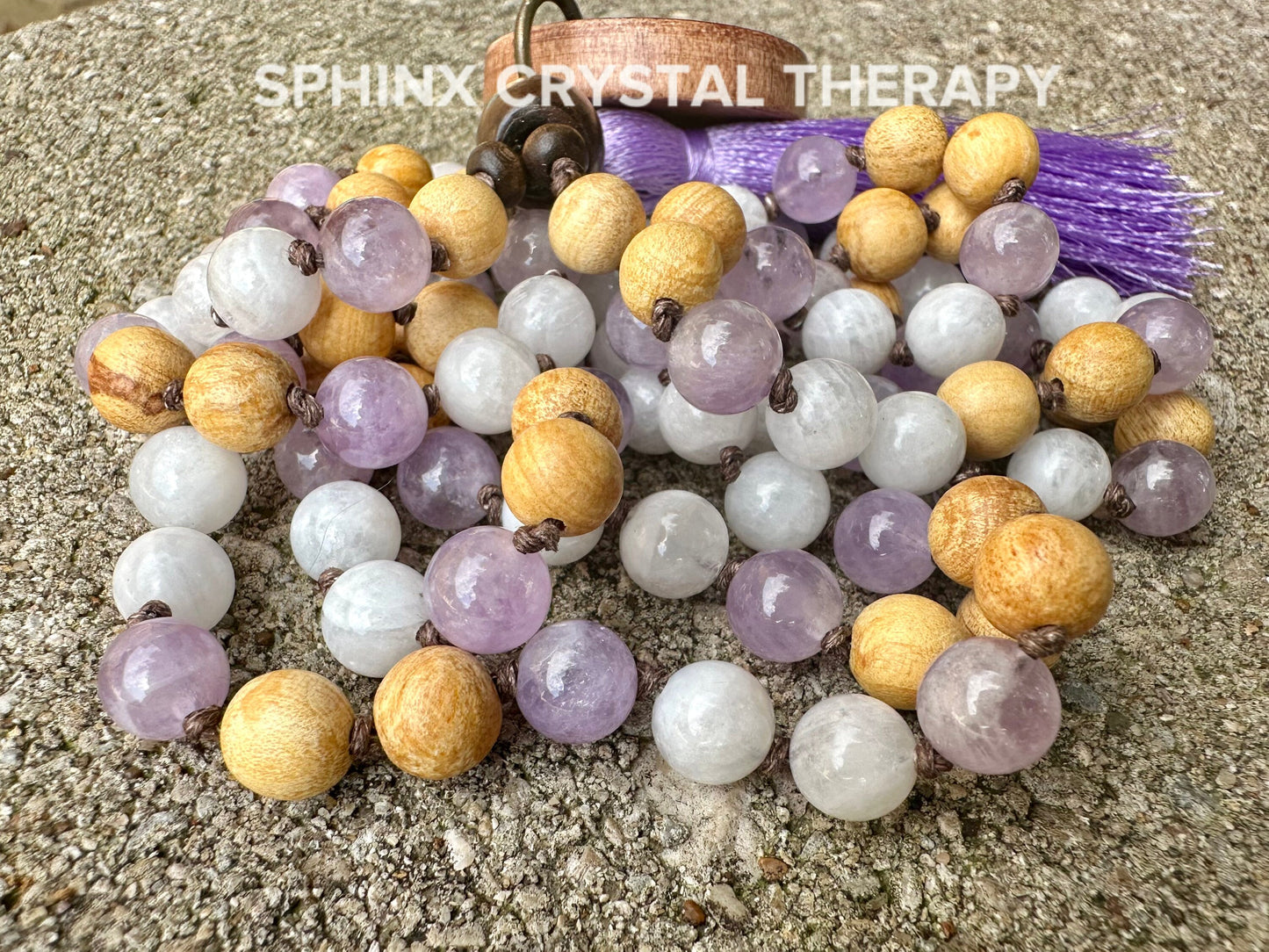 High Vibration Mala Necklace " The Goddess of the Violet Flame " Higher Consciousness - Mantra Meditation - AAA Crystal Healing Gemstones