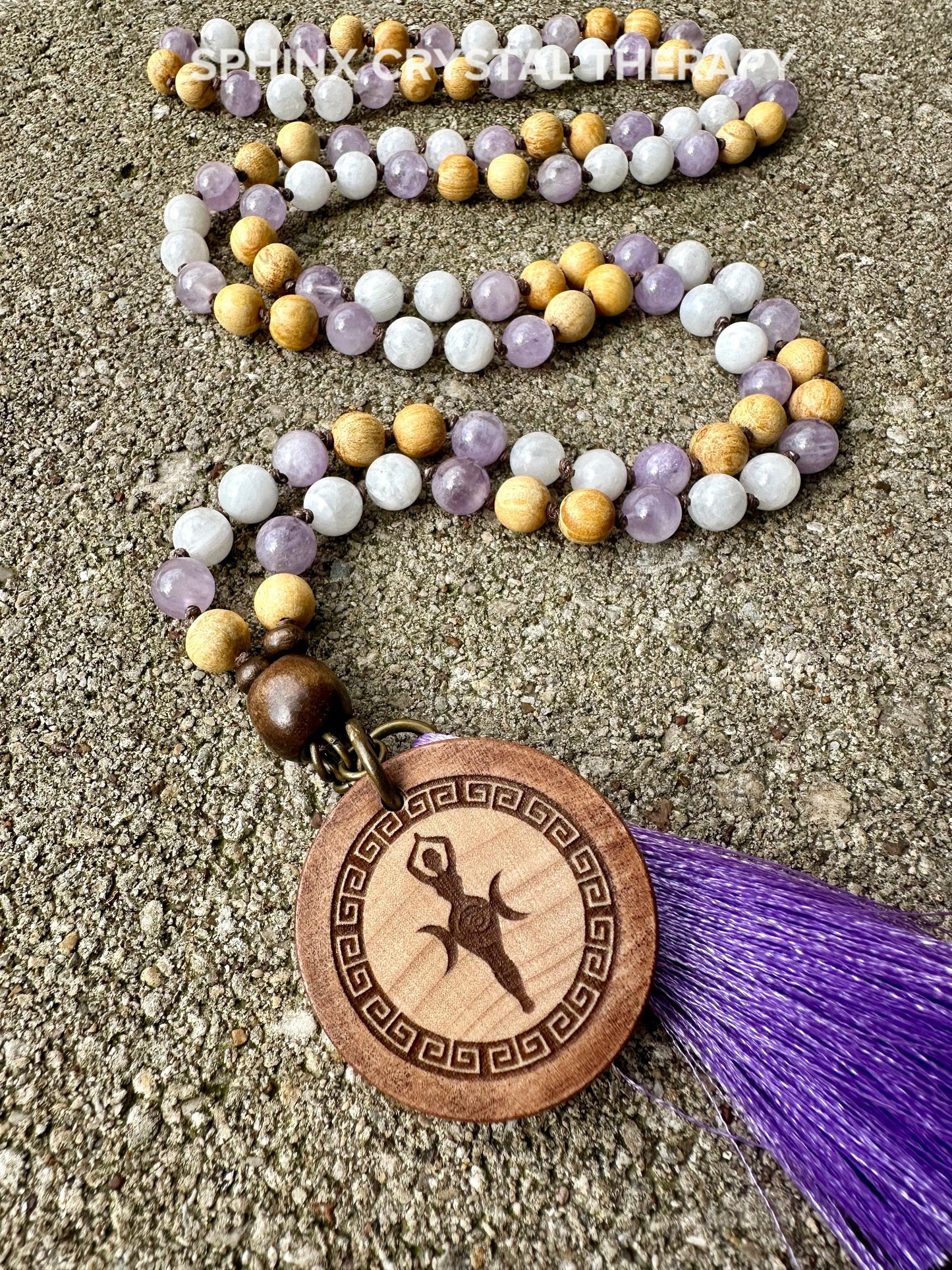 High Vibration Mala Necklace " The Goddess of the Violet Flame " Higher Consciousness - Mantra Meditation - AAA Crystal Healing Gemstones