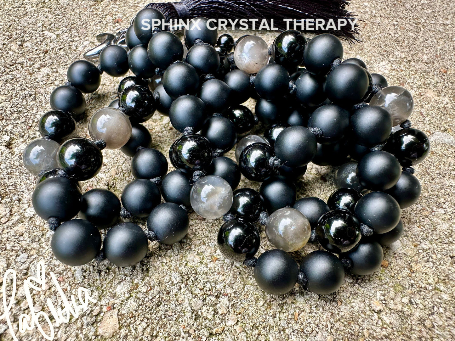 Triple Moon Goddess Mala - RARE Black Moonstone " Queen Of Shadows " Hecate Spiritual Protection - Onyx - Jet - Crystal Healing Necklace