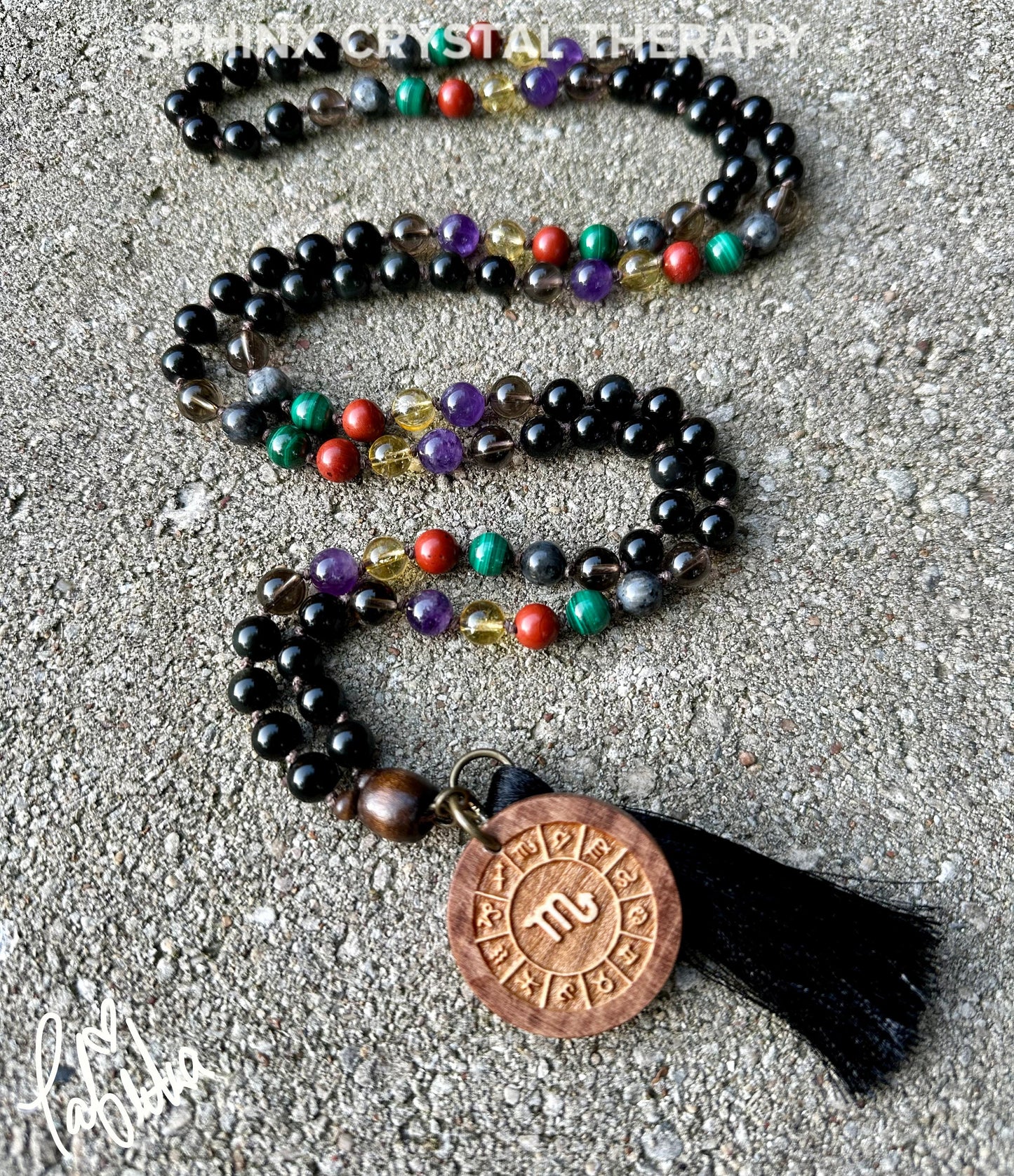 Scorpio Energy Mala - Zodiac Horoscope " The Protector Scorpio " October November Birthday - High Quality Crystal Healing Gemstone Necklace