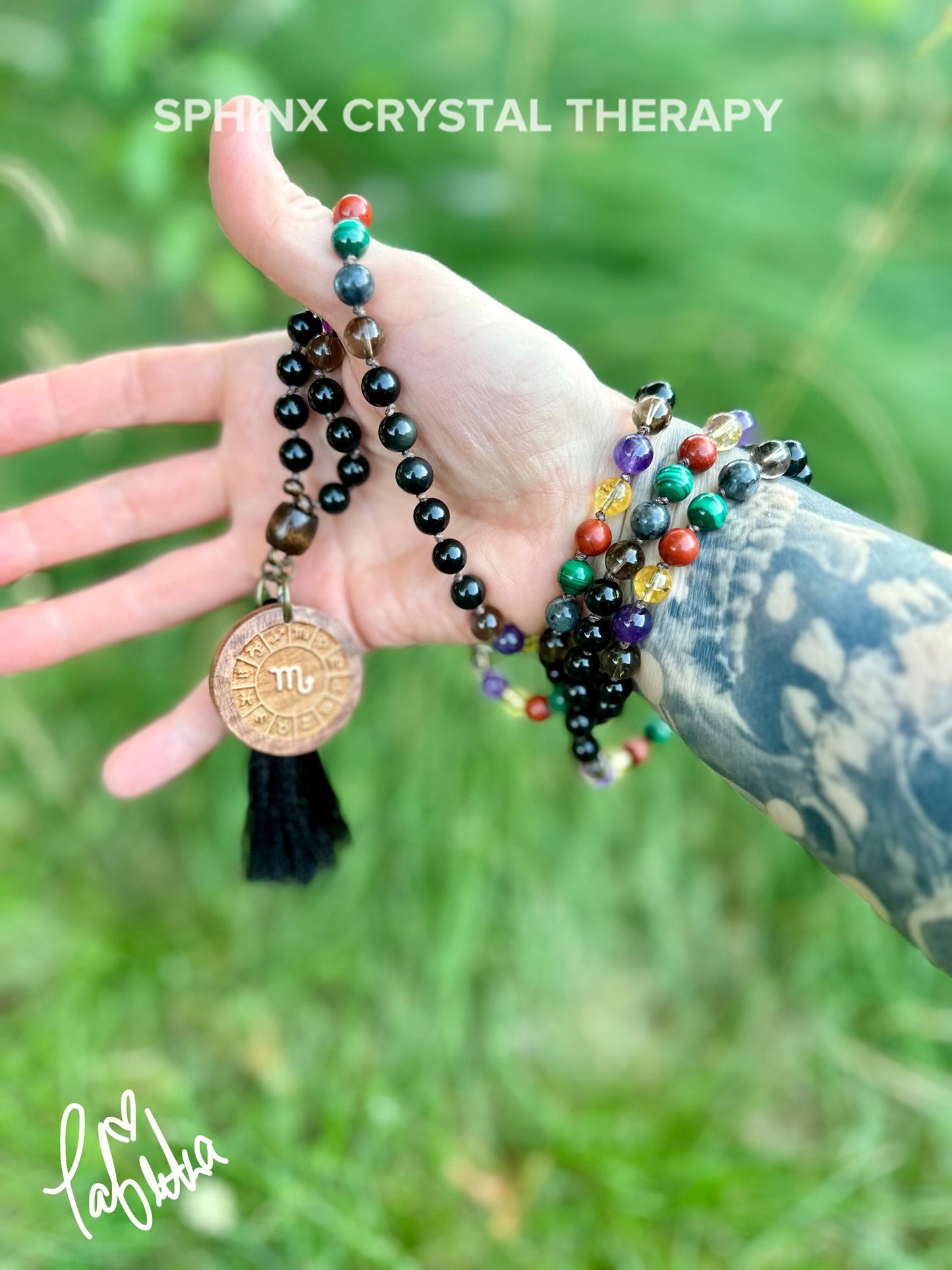 Scorpio Energy Mala - Zodiac Horoscope " The Protector Scorpio " October November Birthday - High Quality Crystal Healing Gemstone Necklace
