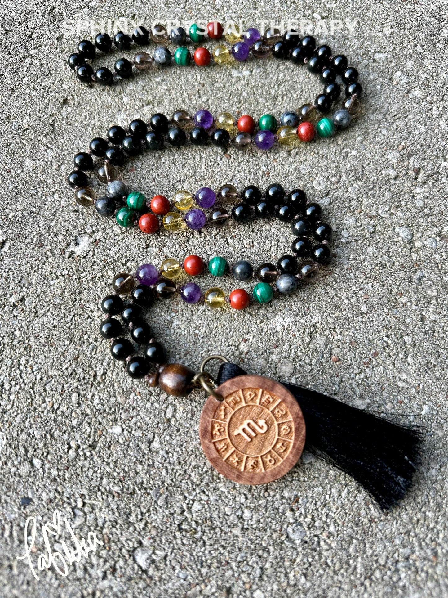 Scorpio Energy Mala - Zodiac Horoscope " The Protector Scorpio " October November Birthday - High Quality Crystal Healing Gemstone Necklace