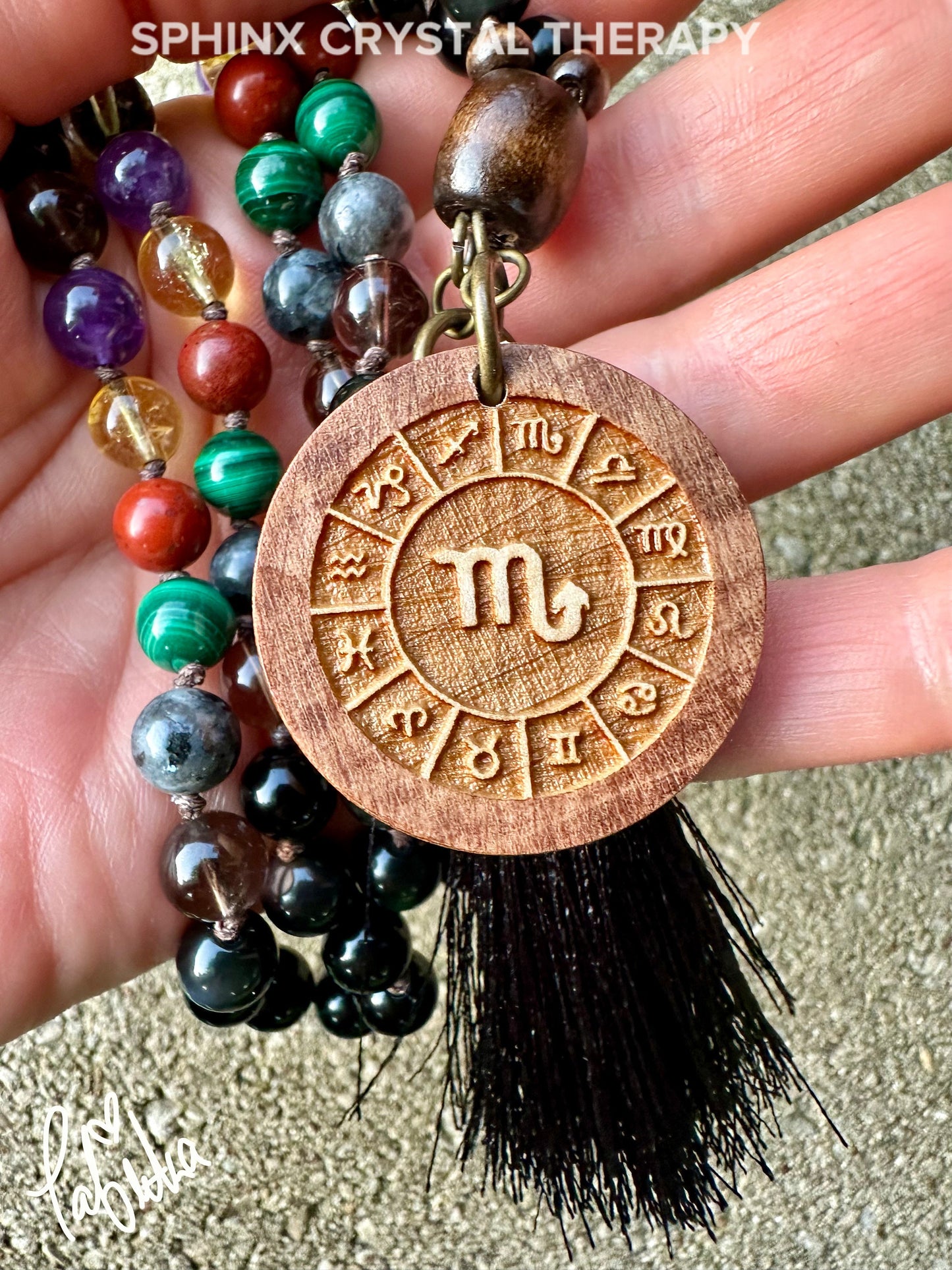 Scorpio Energy Mala - Zodiac Horoscope " The Protector Scorpio " October November Birthday - High Quality Crystal Healing Gemstone Necklace