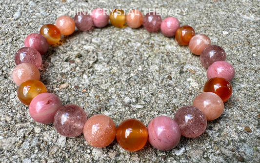 Motivation - Inspiration - Creativity " After the Sunrise " Self Empowerment - Strawberry Quartz - Sunstone - Crystal Healing Bracelet