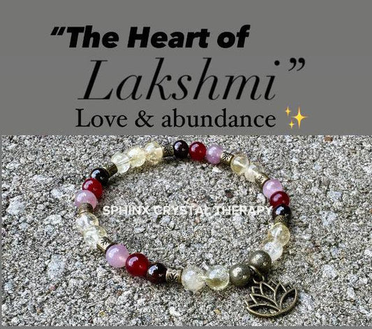 Prosperity - Manifest Wealth - Abundance " The Heart of Lakshmi " - Hindu Goddess - Deity - Real Gemstone Crystal Healing Bracelet