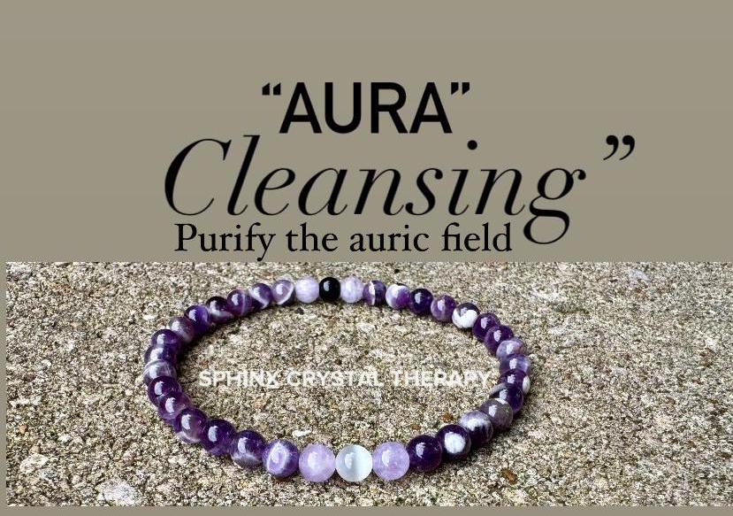 Clearing Negativity Anklet - Purify Light - Empath Shield Protection " Aura Cleansing " Amethyst - REAL Crystal Healing Gemstone Bracelet