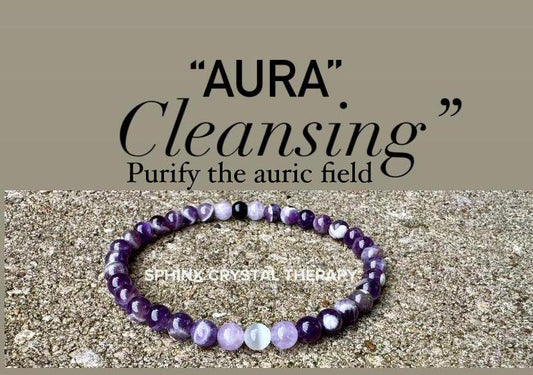 Clearing Negativity Anklet - Purify Light - Empath Shield Protection " Aura Cleansing " Amethyst - REAL Crystal Healing Gemstone Bracelet