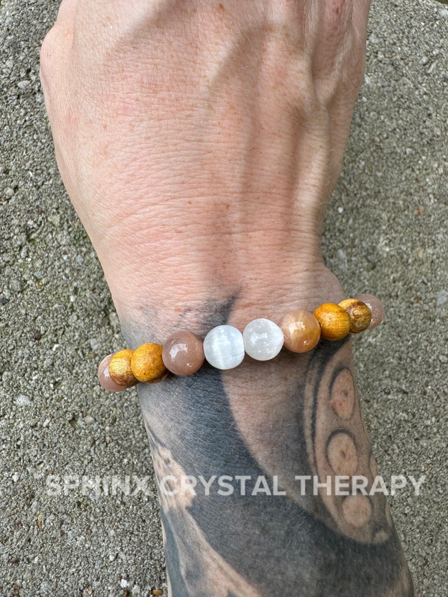 ONLY One - Aura Clearing - IMPERFECT Stones ” The White Witch " DISCOUNTED Bracelet - Spiritual Healing Palo Santo Selenite Crystals - 5