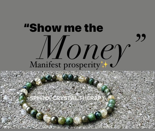 Anklet- Manifest Wealth Fortune " Show Me The Money " Success Business Mindset Luck Crystal Therapy Gemstone Ankle Bracelet