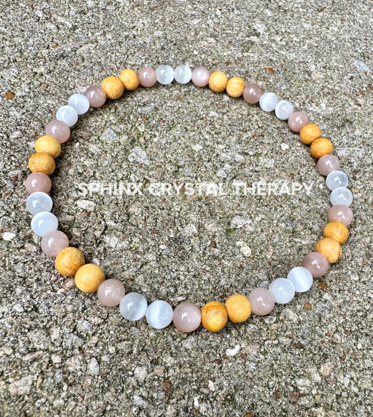 Cleansing Negative Energy Anklet ” The White Witch " Spiritual Aura Clearing - Palo Santo Selenite - Real Crystal Healing Gemstone Bracelet