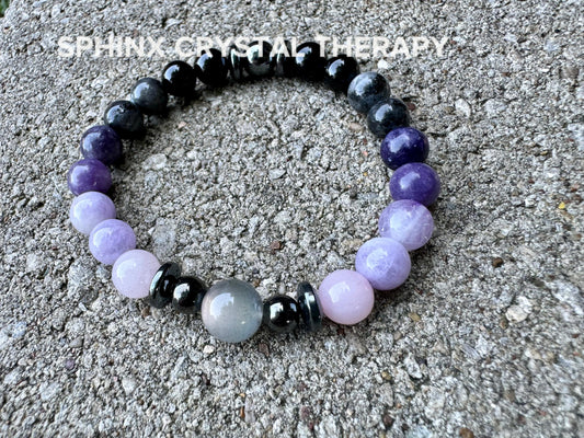 Only One - Empath Recharge - IMPERFECT STONES - Lepidolite - Rose Quartz - Labradorite - Tourmaline DISCOUNTED Crystal Healing Bracelet - 1