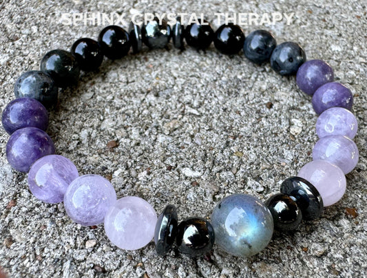 Only One - Empath Recharge - IMPERFECT STONES - Lepidolite - Rose Quartz - Labradorite - Tourmaline DISCOUNTED Crystal Healing Bracelet - 5