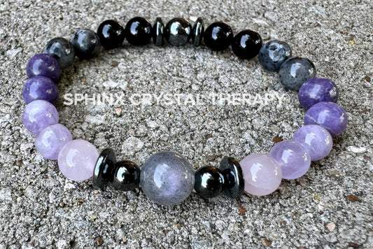 Only One - Empath Recharge - IMPERFECT STONES - Lepidolite - Rose Quartz - Labradorite - Tourmaline DISCOUNTED Crystal Healing Bracelet - 8