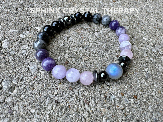 Only One - Empath Recharge - IMPERFECT STONES - Lepidolite - Rose Quartz - Labradorite - Tourmaline DISCOUNTED Crystal Healing Bracelet - 10