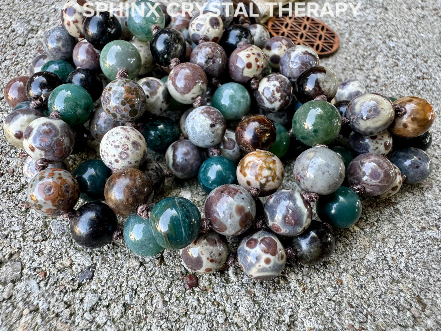 Only One - Positivity and Protection Mala IMPERFECT STONES " The Earth Living Totem " Jasper - Phlogopite - Moss Agate - DISCOUNTED Necklace