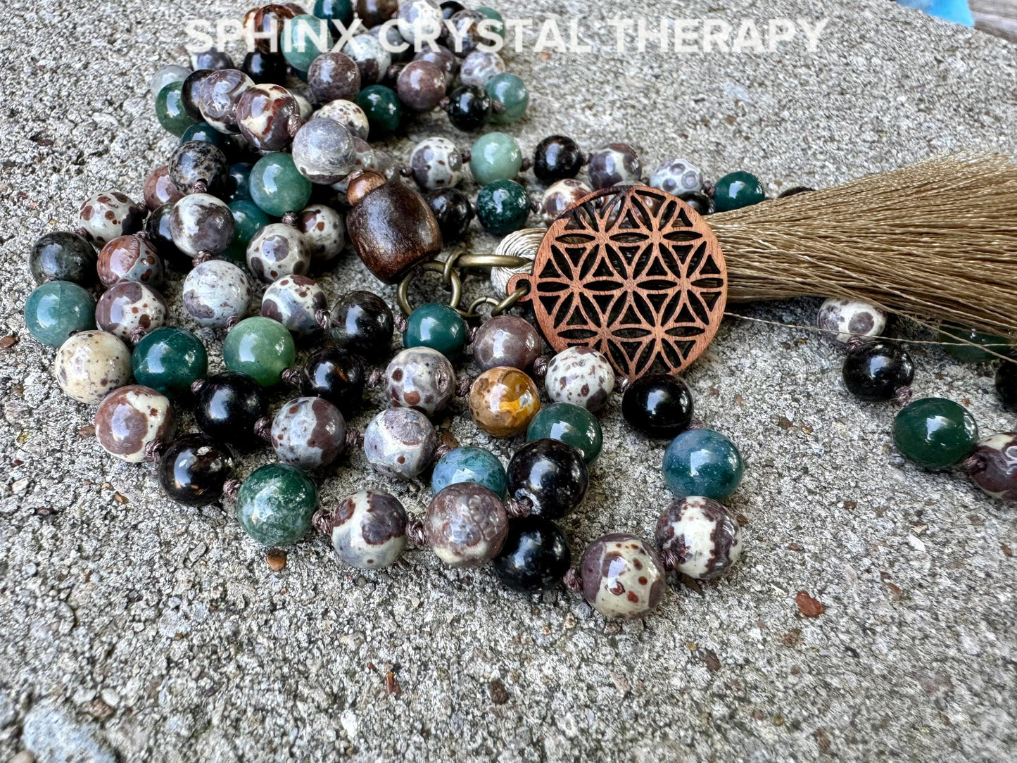 Only One - Positivity and Protection Mala IMPERFECT STONES " The Earth Living Totem " Jasper - Phlogopite - Moss Agate - DISCOUNTED Necklace