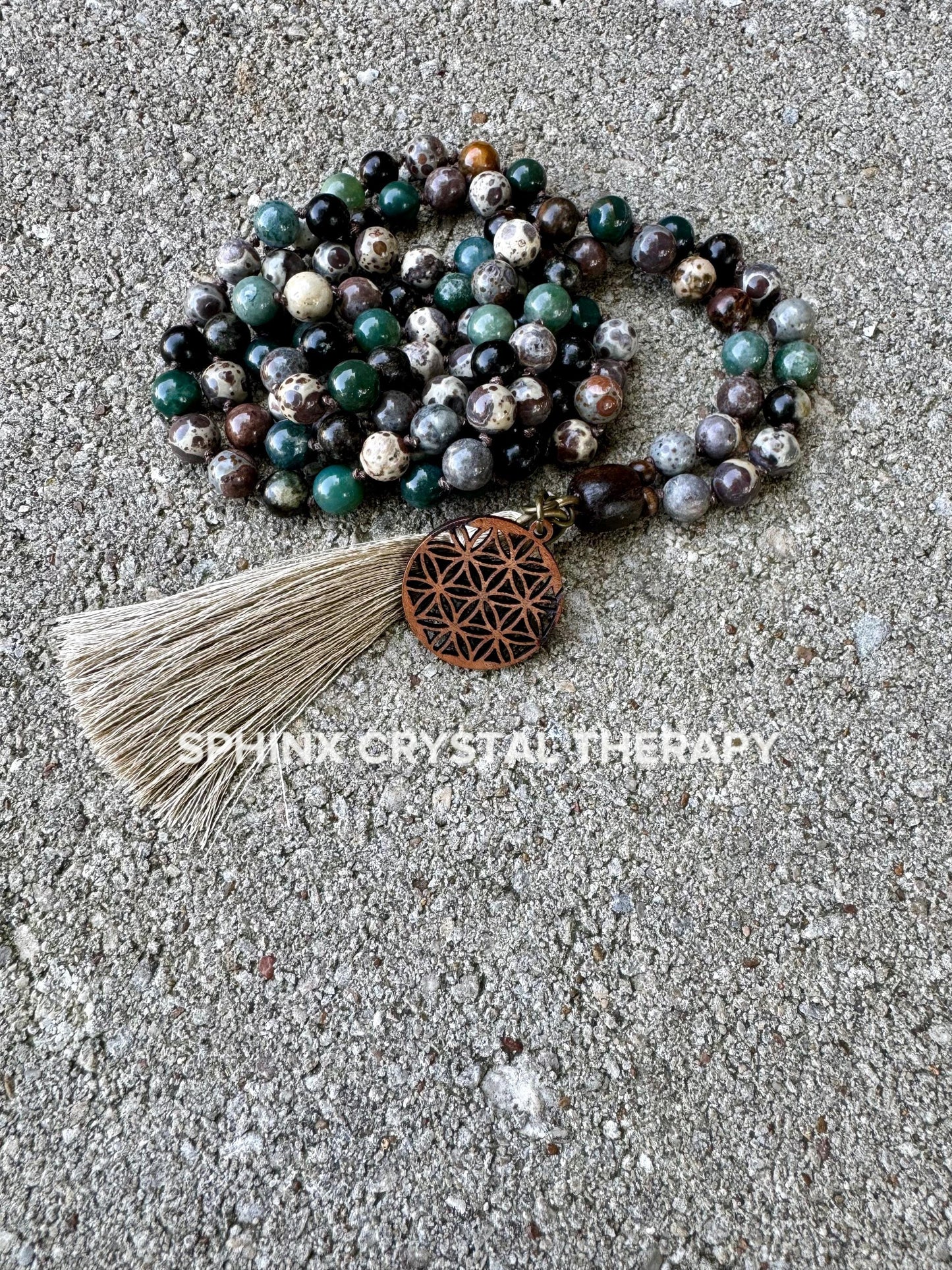 Only One - Positivity and Protection Mala IMPERFECT STONES " The Earth Living Totem " Jasper - Phlogopite - Moss Agate - DISCOUNTED Necklace