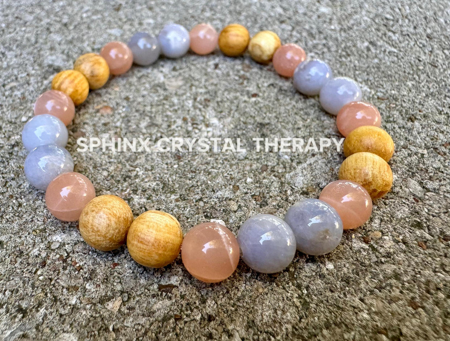 Emotional Healing & Stress Support " Goddess of Serenity " AAA RARE Blue Rose Quartz - Moonstone - Palo Santo - Crystal Gemstone Bracelet