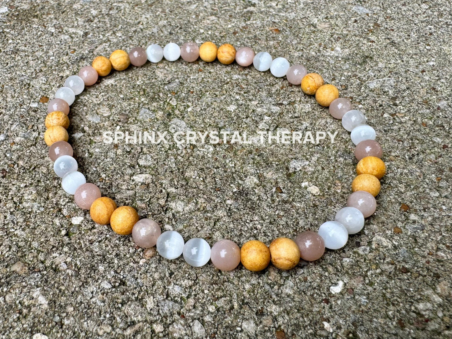 Cleansing Negative Energy Anklet ” The White Witch " Spiritual Aura Clearing - Palo Santo Selenite - Real Crystal Healing Gemstone Bracelet