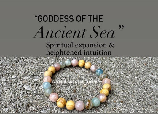Spiritual Growth - Intuition " Goddess of the Ancient Sea " Stress Support - Lemurian Aquatine Calcite - Palo Santo - REAL Crystal Gemstones