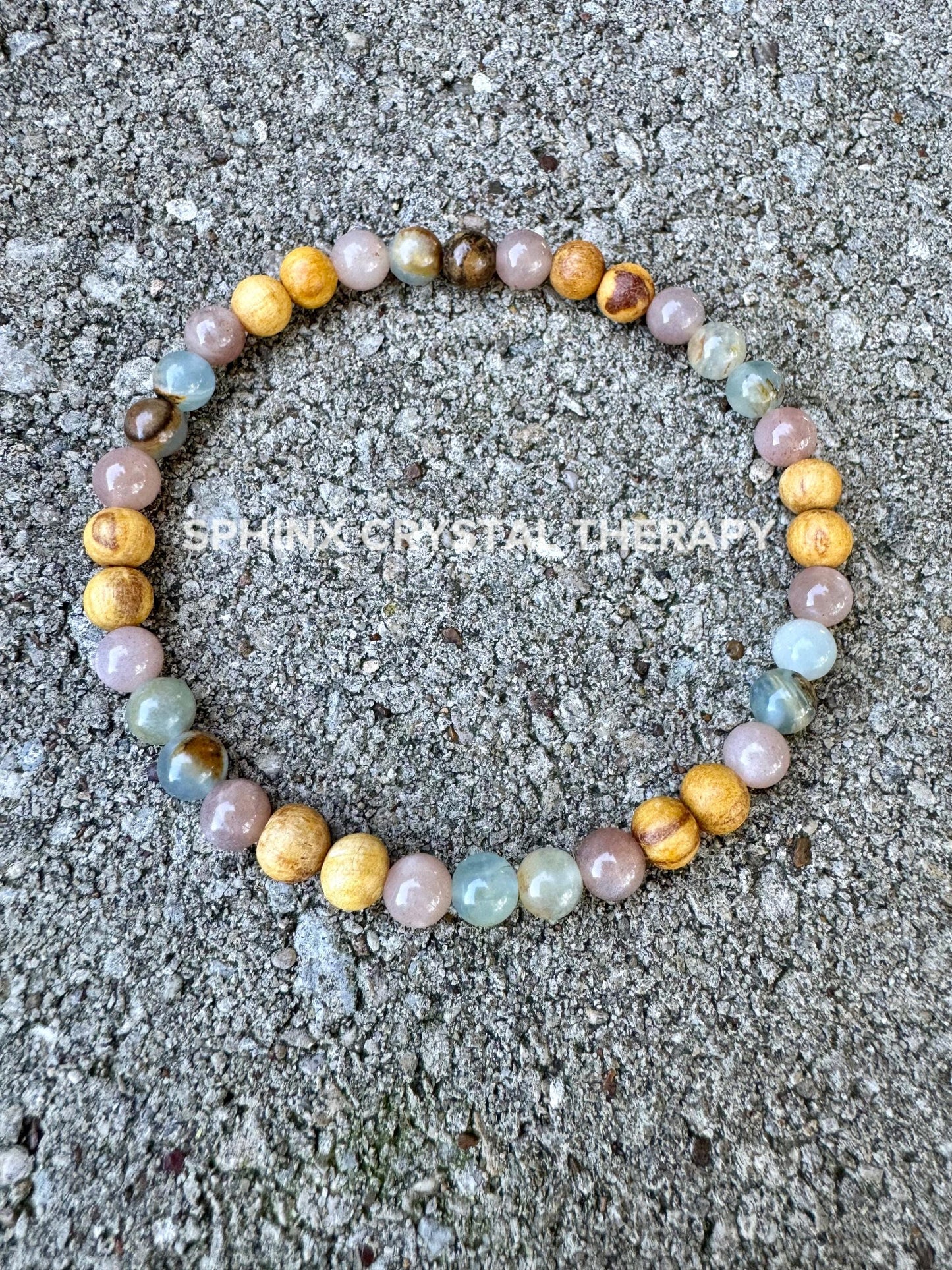 Intuition Anklet " Goddess of the Ancient Sea " Spiritual Growth & Stress Support - Aquatine Calcite - Palo Santo - REAL Crystal Gemstones