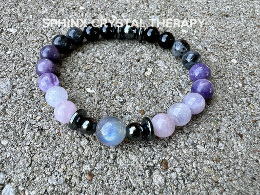 Only One - Empath Recharge - IMPERFECT STONES - Lepidolite - Rose Quartz - Labradorite - Tourmaline DISCOUNTED Crystal Healing Bracelet - 3
