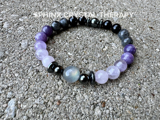 Only One - Empath Recharge - IMPERFECT STONES - Lepidolite - Rose Quartz - Labradorite - Tourmaline DISCOUNTED Crystal Healing Bracelet - 4