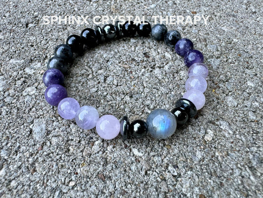 Only One - Empath Recharge - IMPERFECT STONES - Lepidolite - Rose Quartz - Labradorite - Tourmaline DISCOUNTED Crystal Healing Bracelet - 6