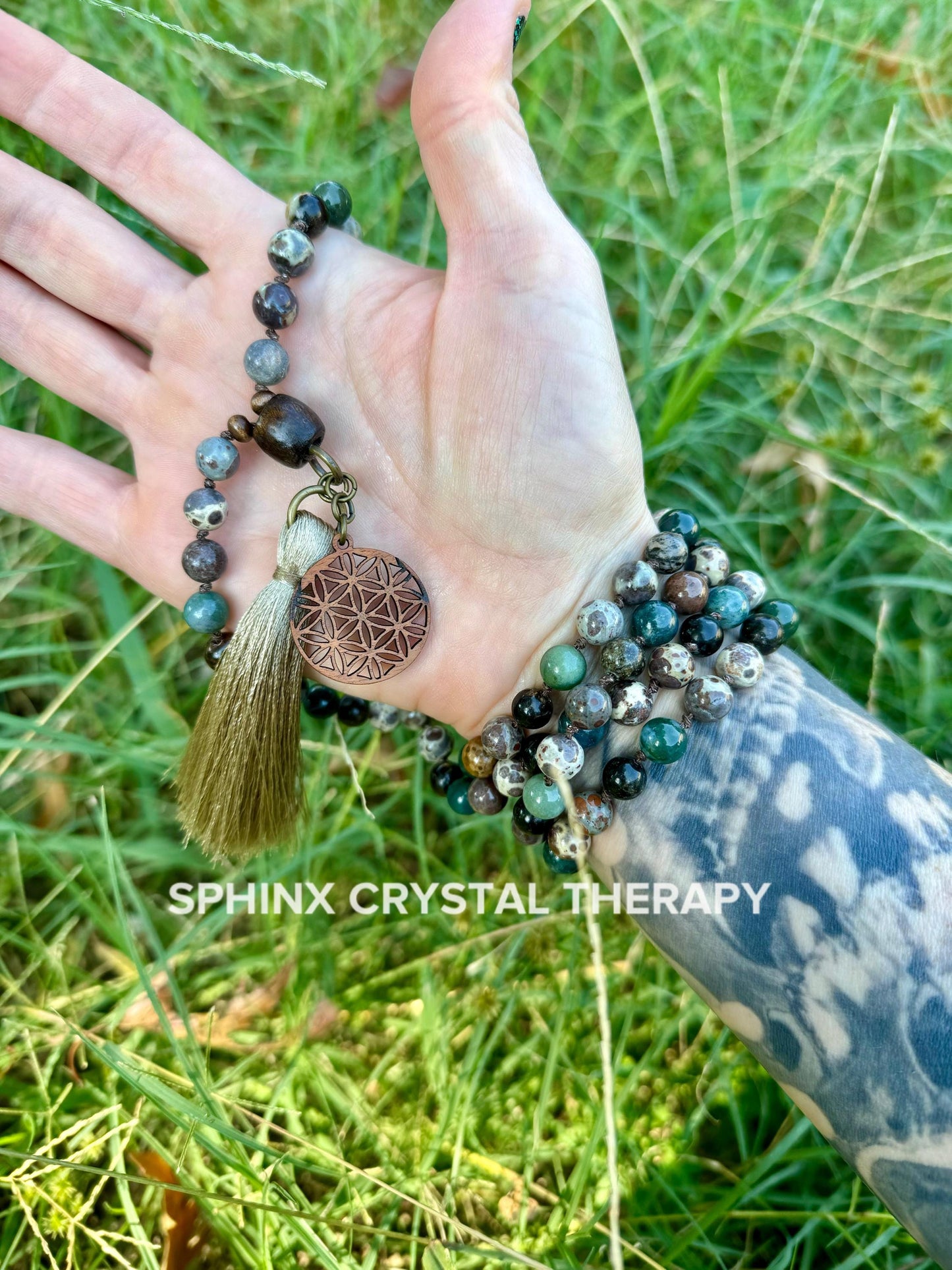 Only One - Positivity and Protection Mala IMPERFECT STONES " The Earth Living Totem " Jasper - Phlogopite - Moss Agate - DISCOUNTED Necklace