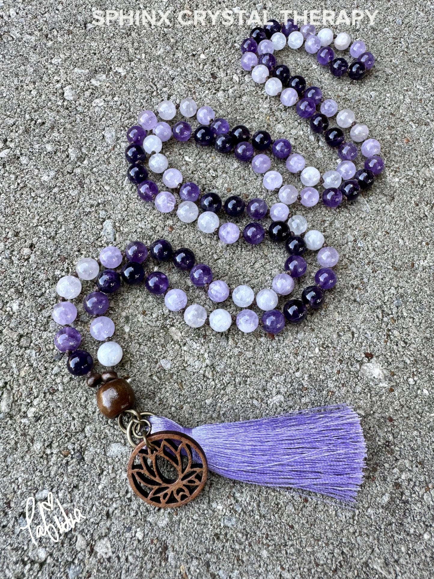 Only One High Vibration Mala " Lady of the Violet Flame " Divine Healer - RARE High Grade Amethyst - Real Crystal Healing Gemstone Necklace