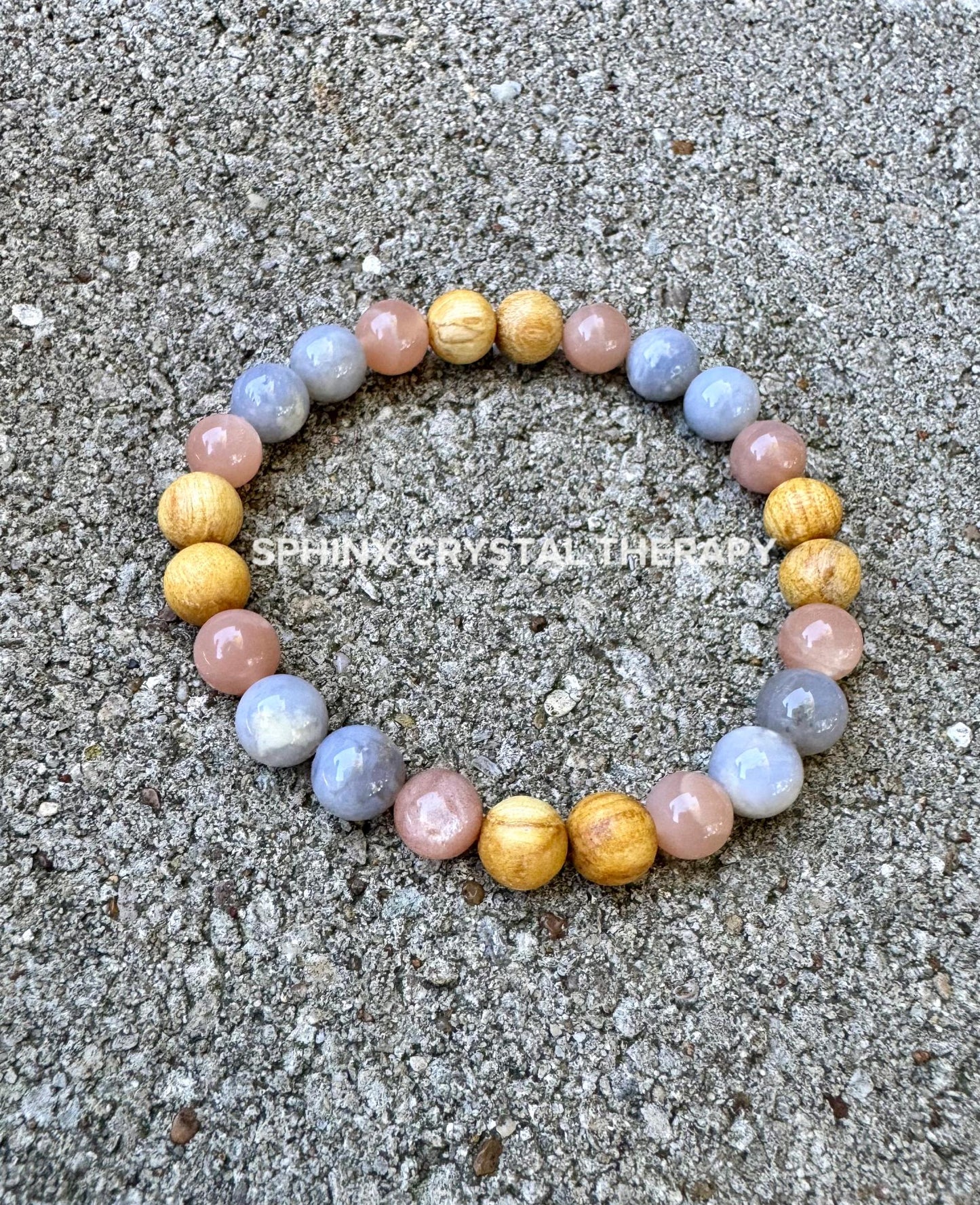 Emotional Healing & Stress Support " Goddess of Serenity " AAA RARE Blue Rose Quartz - Moonstone - Palo Santo - Crystal Gemstone Bracelet
