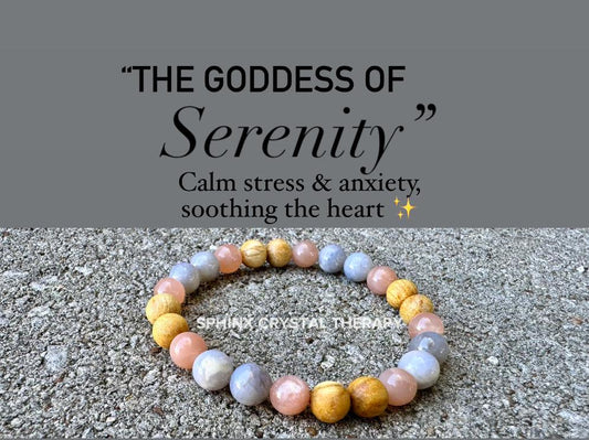 Emotional Healing & Stress Support " Goddess of Serenity " AAA RARE Blue Rose Quartz - Moonstone - Palo Santo - Crystal Gemstone Bracelet