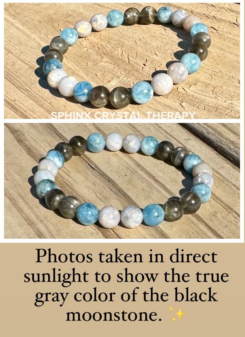 Spiritual Acceleration - Self Healing " Goddess of Sacred Waters " AAA RARE Black Moonstone - Blue Rose Quartz - Aquamarine
