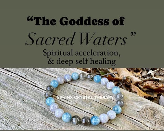 Spiritual Acceleration - Self Healing " Goddess of Sacred Waters " AAA RARE Black Moonstone - Blue Rose Quartz - Aquamarine