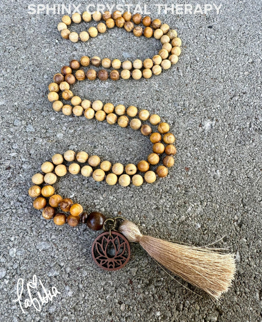 Peruvian Palo Santo Mala Necklace - Aura Cleansing - 108 Beads - Meditation Mantra Tool - Spiritual Growth - Protection Shield - Real Wood