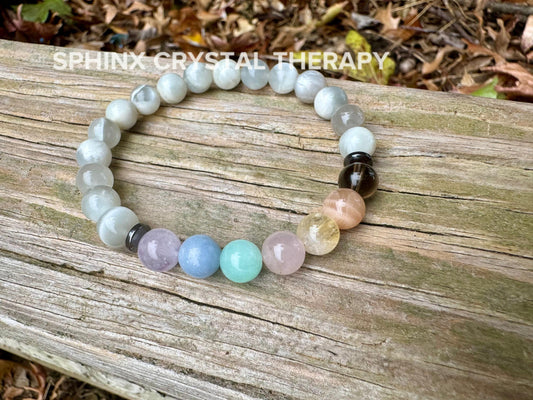 Only One - AAA Rare Silver Moonstone - IMPERFECT Stones - Divine Feminine - Pastel Chakra Stones - DISCOUNTED Crystal Gemstone Bracelet