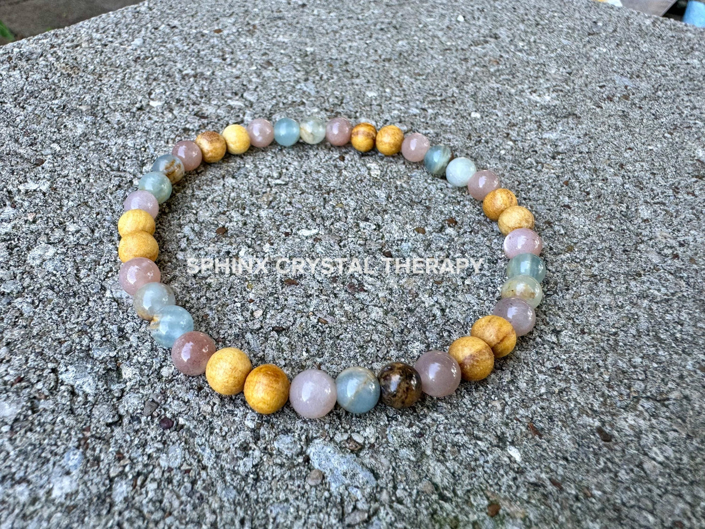 Intuition Anklet " Goddess of the Ancient Sea " Spiritual Growth & Stress Support - Aquatine Calcite - Palo Santo - REAL Crystal Gemstones