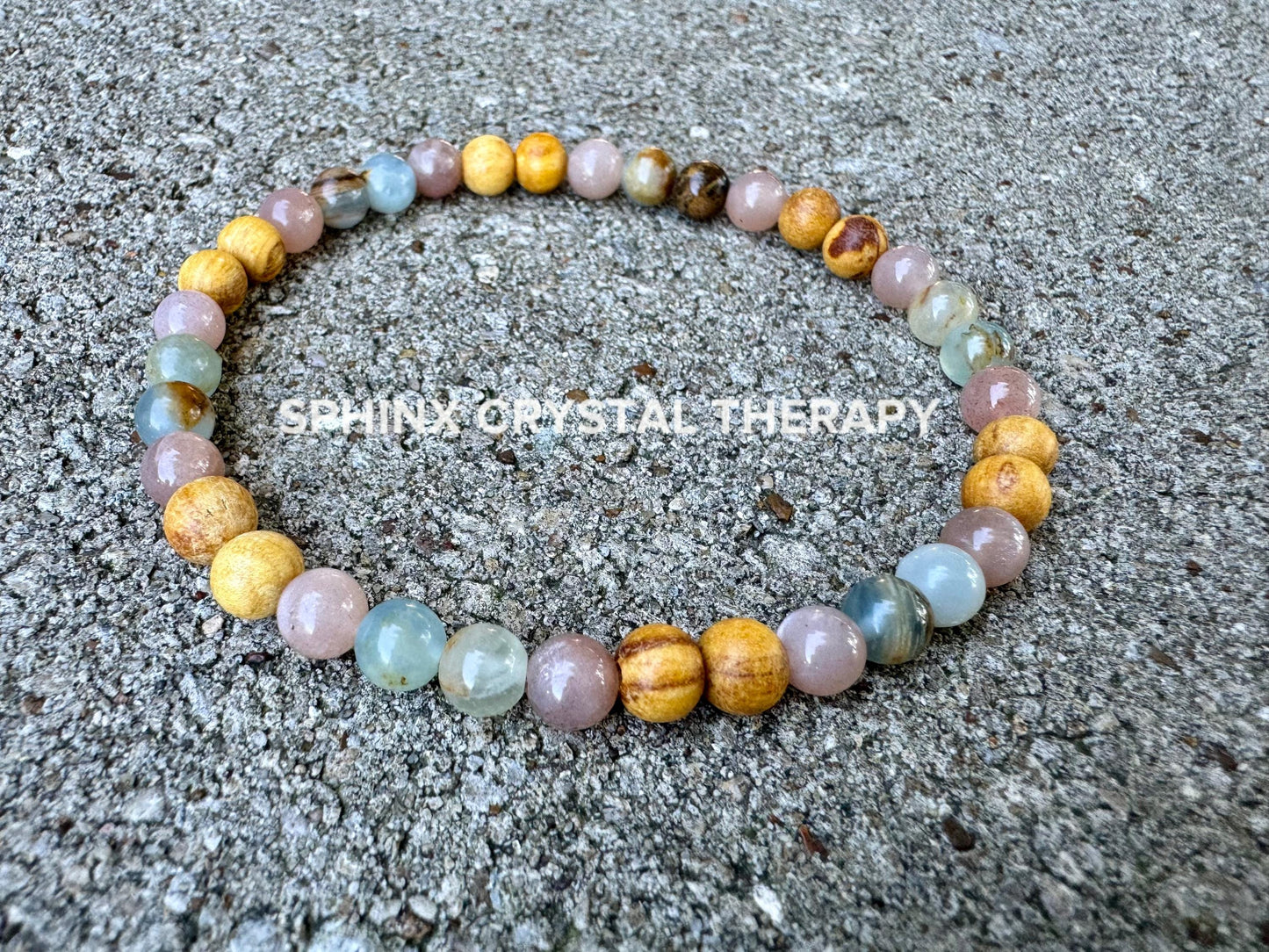 Intuition Anklet " Goddess of the Ancient Sea " Spiritual Growth & Stress Support - Aquatine Calcite - Palo Santo - REAL Crystal Gemstones