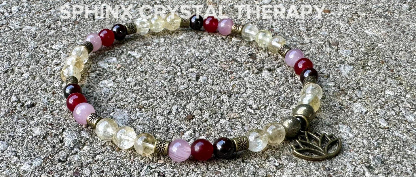 Prosperity Anklet - Manifest Wealth Abundance " The Heart of Lakshmi " Hindu Goddess - Deity - Real Gemstone Crystal Healing Ankle Bracelet